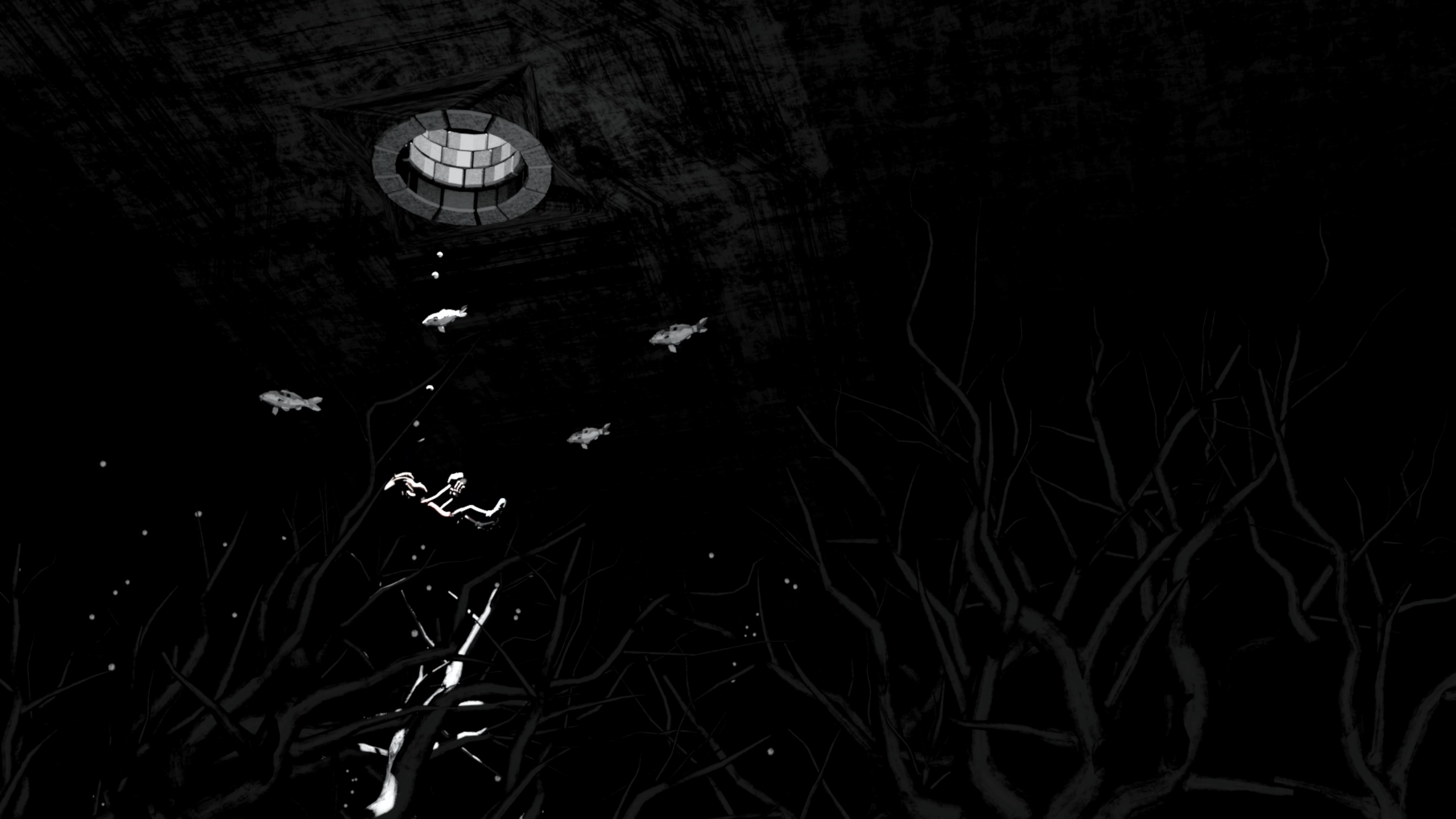 Purge: a figure falls beneath a distant well opening